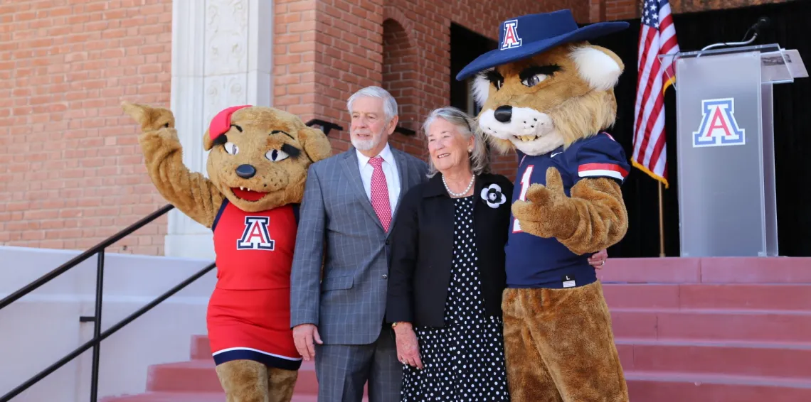 Wilbur and Wilma with Bruce and Patricia Bartlett at the Bartlett Academic Success Center (BASC)