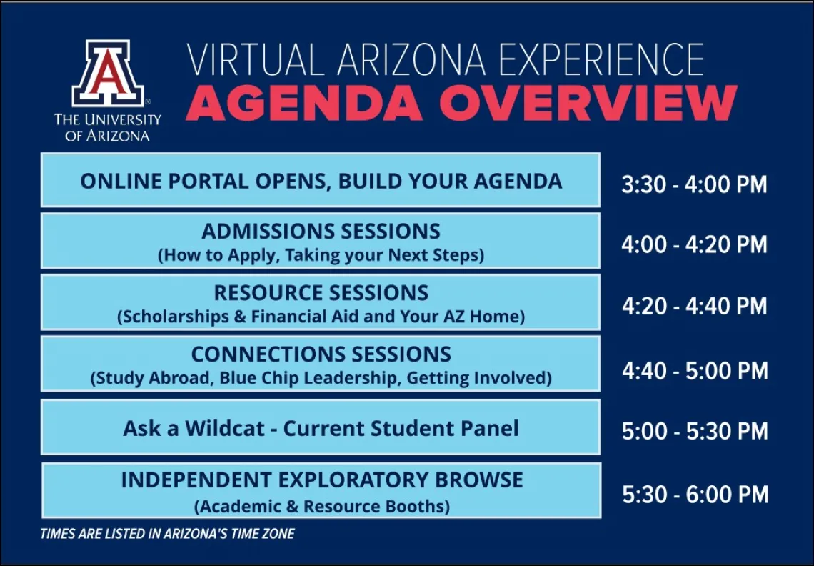 Virtual Arizona Experience Agenda Overview