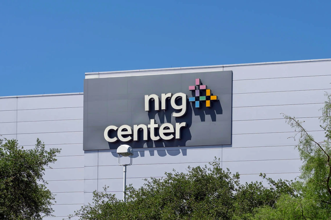 "nrg center" sign on building exterior