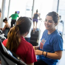 Students chatting at the Rec Center